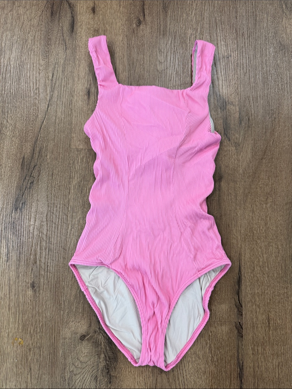 Hermoza Pink Ribbed One-Piece Swimsuit